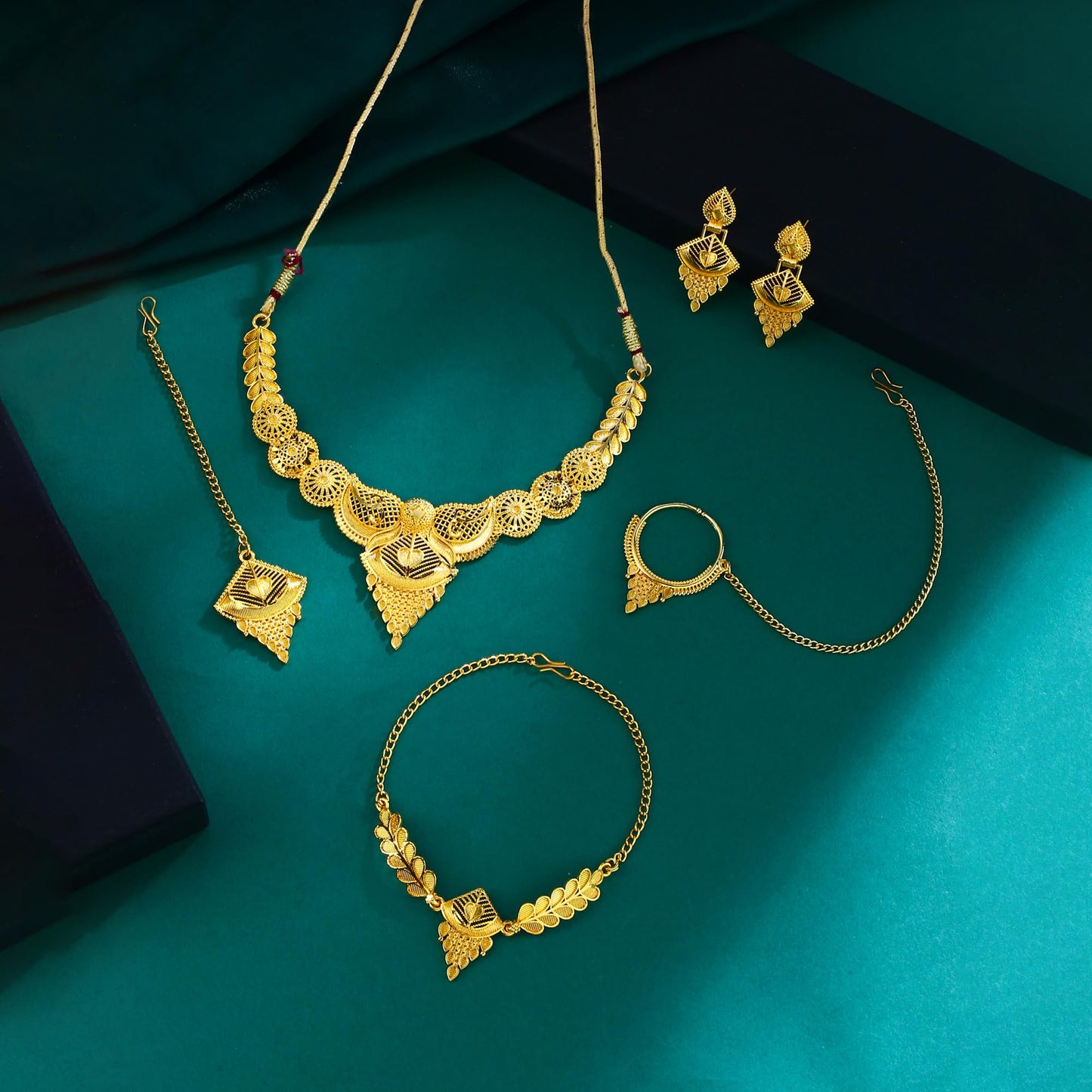 Yellow Chimes Jewellery Set for Women and Girls One Gram Gold Jewellery Set for Women | Gold Plated Bridal Choker Necklace Set | Birthday Gift for Girls & Women Anniversary Gift for Wife