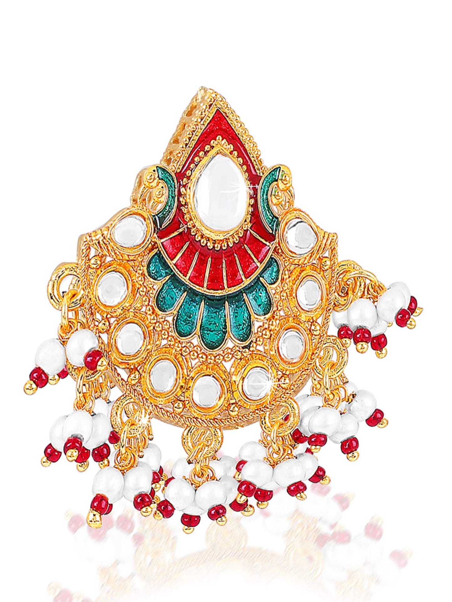 Yellow Chimes Ethnic Traditional Kundan Studded Pearl Meenakari ChandBali Earrings for Women and Girls