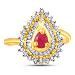 Yellow Chimes Premium A5 Grade American Diamond 18K Gold Plated Traditional Adjustable Ring for Women & Girls