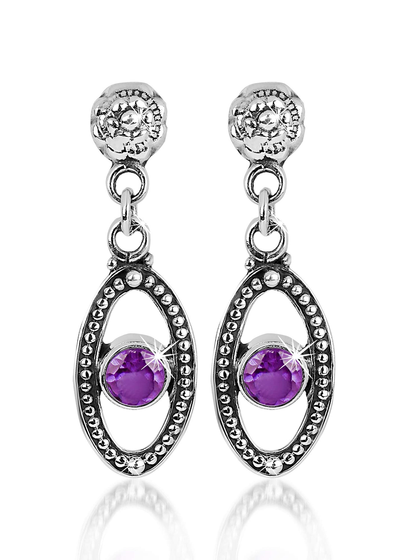 Yellow Chimes Gemstone Amethyst Quartz 925 Sterling Silver Hallmark and Certified Purity Drop Earrings for Women and Girls