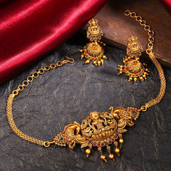Yellow Chimes Temple Jewellery Set | Gold Plated Traditional Choker Necklace | Birthday / Anniversary Gift for Wife, girls and women