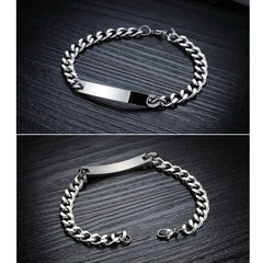 Yellow Chimes Silver Tag Stainless Steel Chain Bracelet for Men and Boys