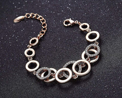 Yellow Chimes Combo 2 Pcs Circles of Love Crystal Charm Silver/Rose Gold Plated Bracelet for Women and Girls