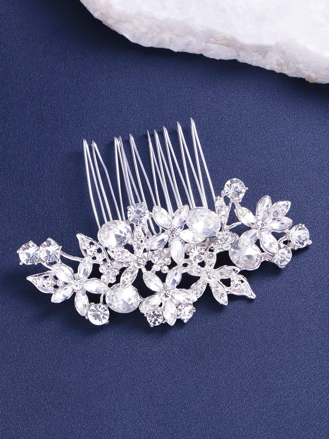 Yellow Chimes Comb Pin for Women Hair Accessories for Women Floral Comb Clips for Hair for Women Western Crystal Hair Pin Bridal Hair Accessories for Wedding Side Pin / Comb Pin / Juda Pin Accessories for Women