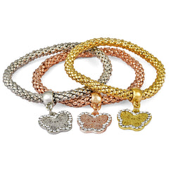 Yellow Chimes Butterfly Charm Set of 3 Bracelets For Women And Girls.