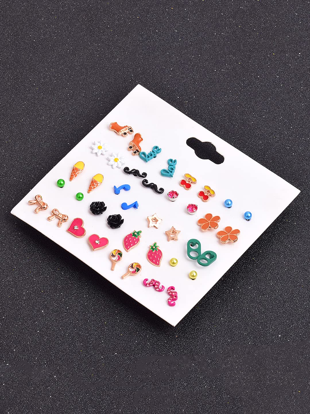 Melbees by Yellow Chimes Stud Earrings for Girls Set of 20 Pairs of Cute Shapes Combo Studs Earrings For Kids And Girls