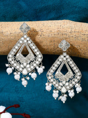 Yellow Chimes Earrings for Women Silver Oxidised Beads Drop Geometric Designed Dangler Drop Earrings for Women and Girls