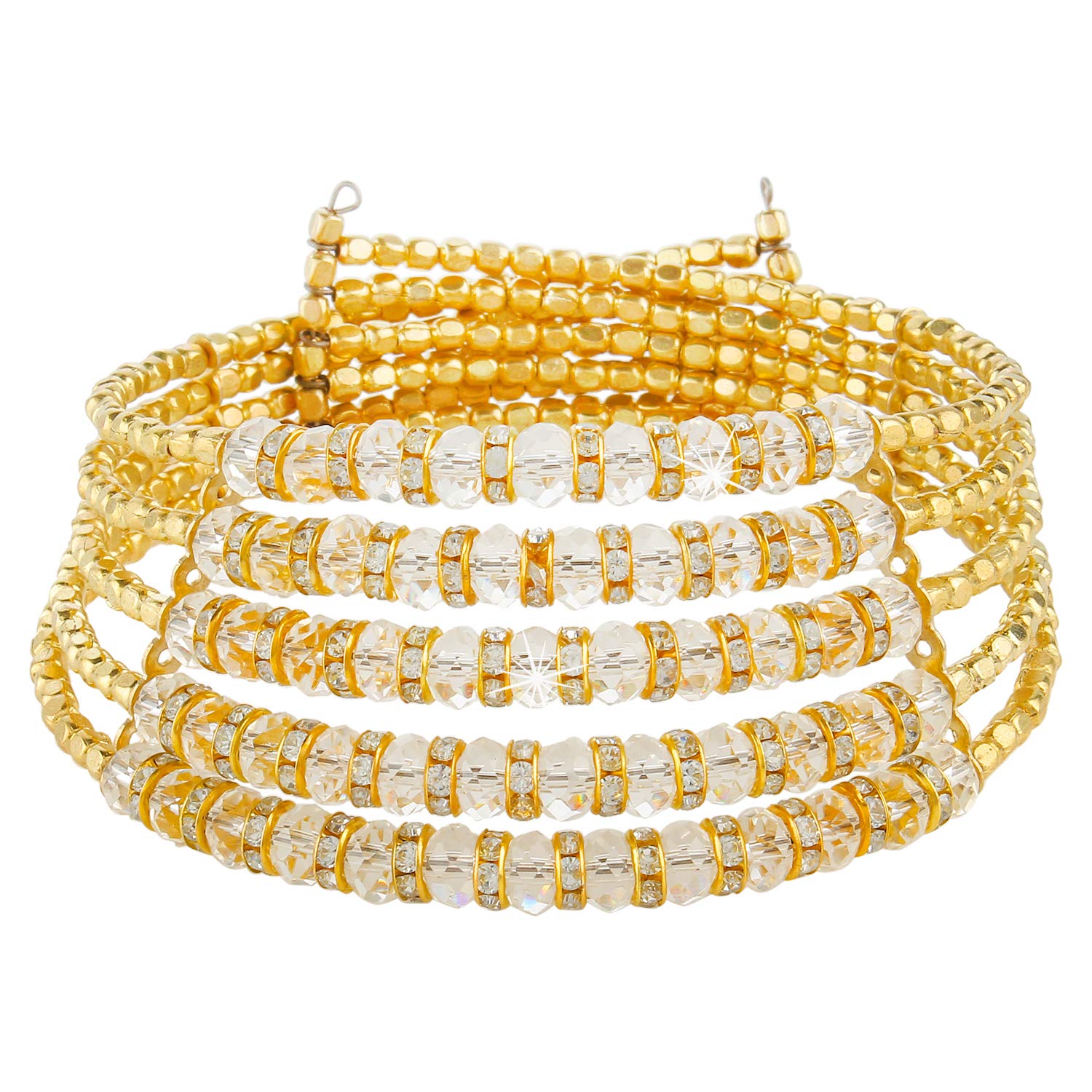 Yellow Chimes Exclusive Sparkling Crystals Beads Stylish Gold Plated Designer Choker Necklace for Women and Girls