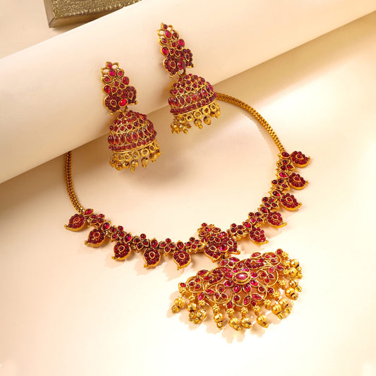 Yellow Chimes Jewellery Set for Women & Girls Bridal Jewellery Set for Wedding Gold Plated Choker Necklace Set | Kundan Choker Set | Birthday Gift for girls & women Anniversary Gift for Wife