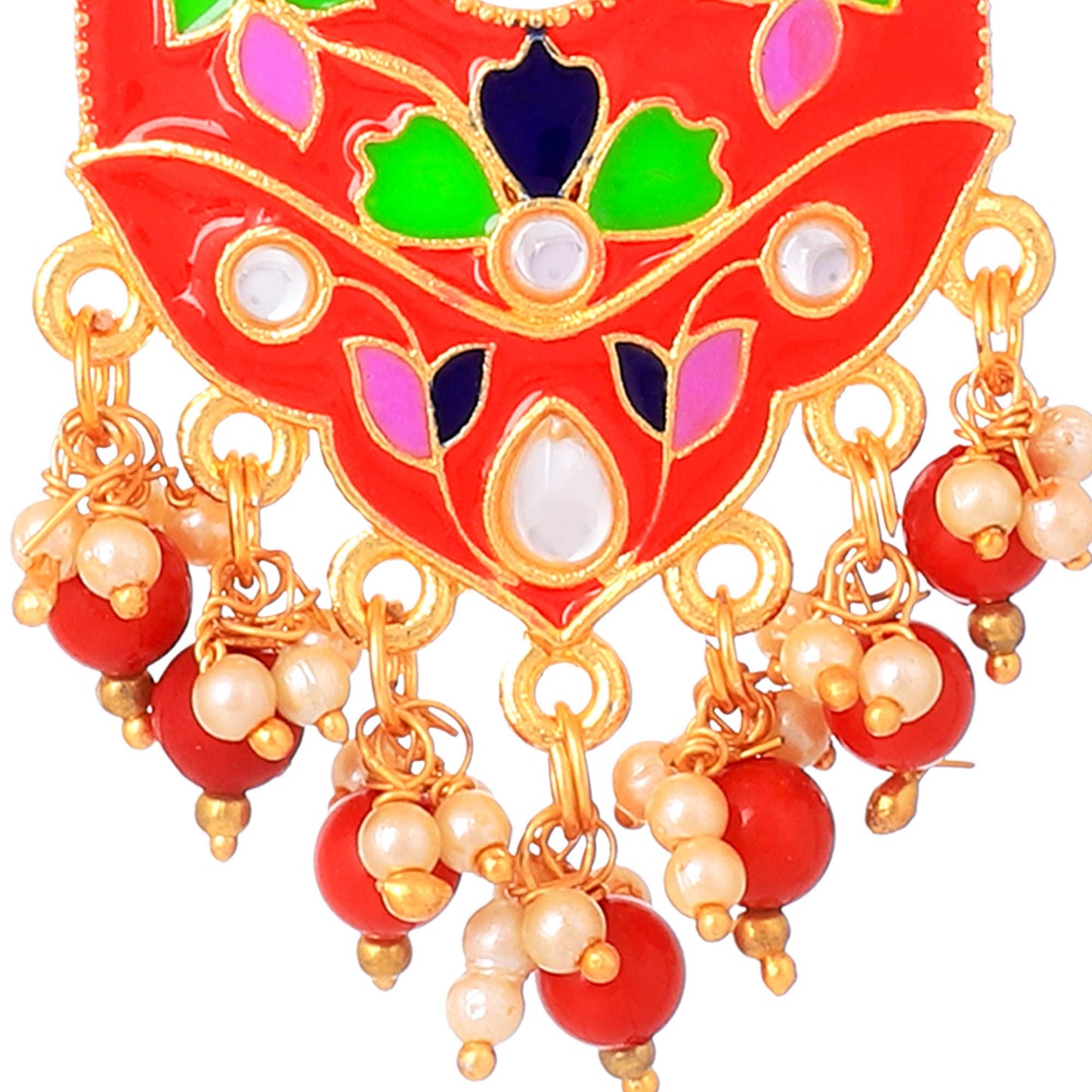 Yellow Chimes Gold Plated Enamel Meenakari Chandbali Earrings for Women and Girls