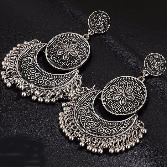 Kairangi Earrings for Women and Girls | Silver Oxidised Chandbali | German Silver Tribal Muse Collection | Chand Baliyan Earrings | Birthday Gift for Girls and Women Anniversary Gift for Wife