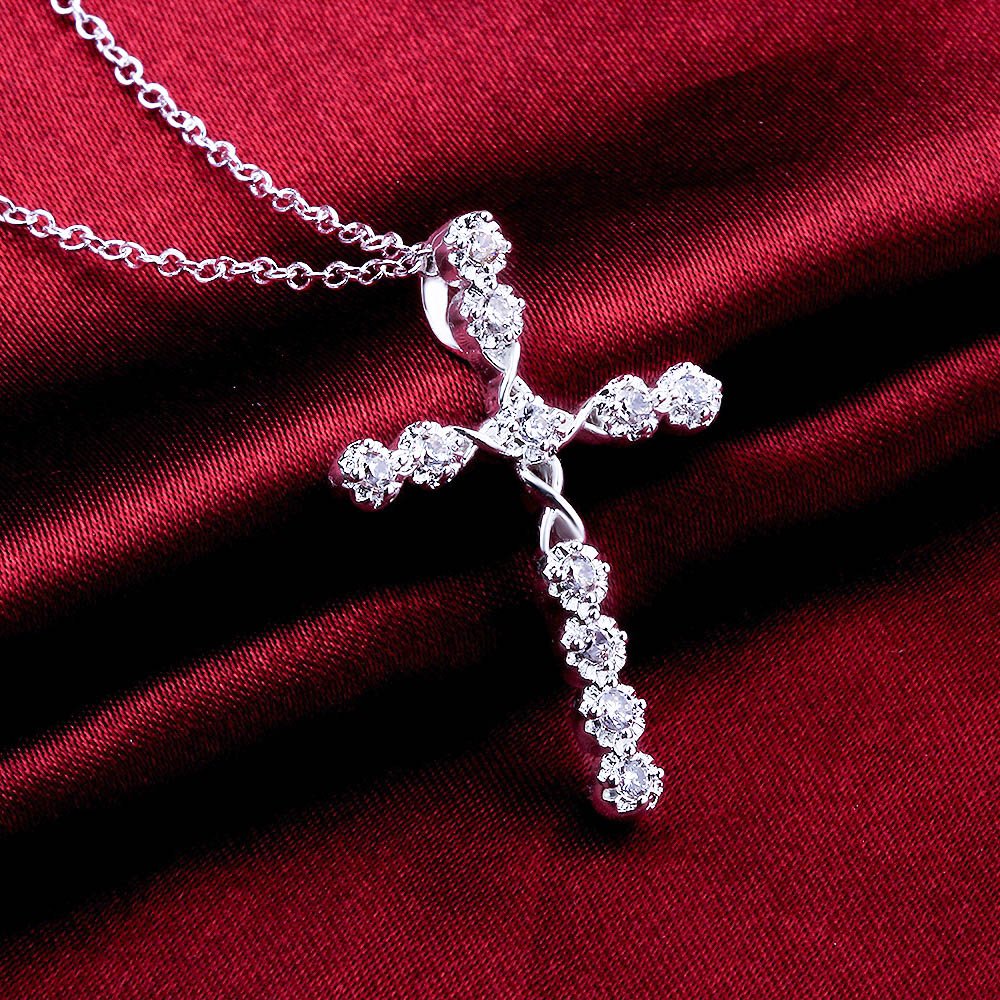 Yellow Chimes Cross Pendant for Women Silver Pendant Midnight Sparkle Silver Plated Crystal Pendant for Girls and Women.