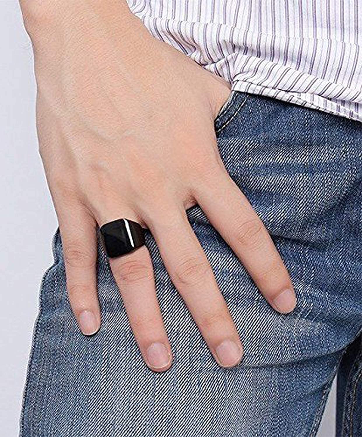 Yellow Chimes Rings for Men Black Ring Rock Cool Casual Sport Titanium Steel Ring for Men and Boys. (10)