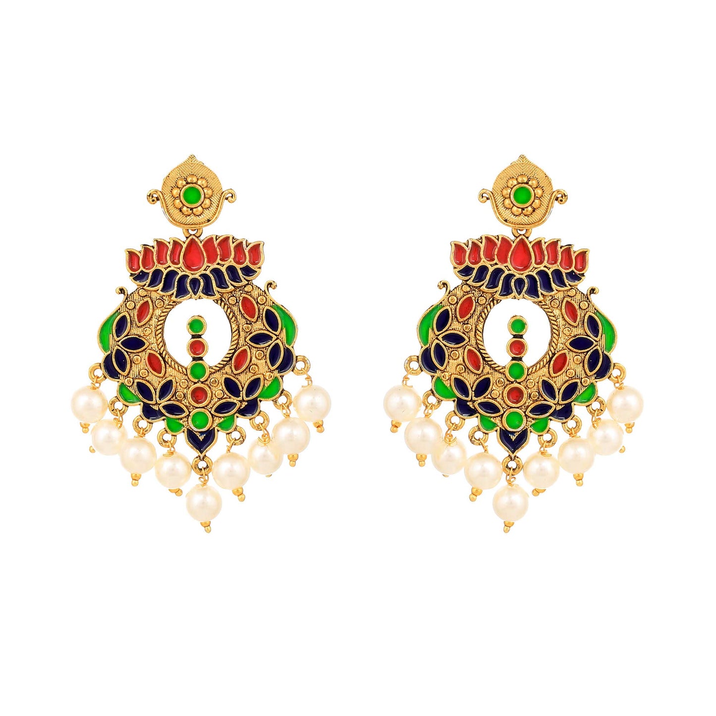 Yellow Chimes Beautifully Enamelled Stylish Gold Plated Meenakari Chandbali Earrings for Women and Girls…