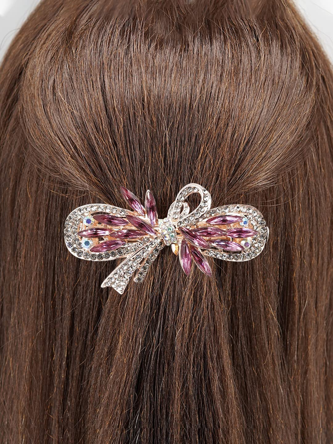 Yellow Chimes Hair Clips for Women Girls Barrette Hair Clips for Women Hair Accessories for Women Bow Clips for Women Pink Crystal French Barrette Hair Clips for Women and Girls Gift For Women & Girls