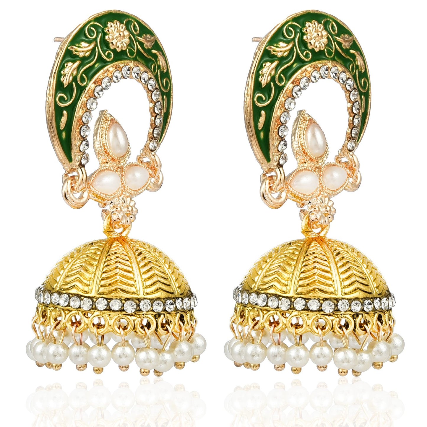 Yellow Chimes Meenakari Work Traditional Jhumka Fusion Chandbali Earrings for Women & Girls