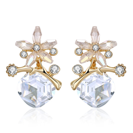 Yellow Chimes Earrings for Women and Girls | Fashion Multicolor Stone Crystal Studs Earring | Gold Plated Stud Earrings | Floral Shape Western stud Earrings | Accessories Jeellery for Women | Birthday Gift for Girls and Women Anniversary Gift for Wife