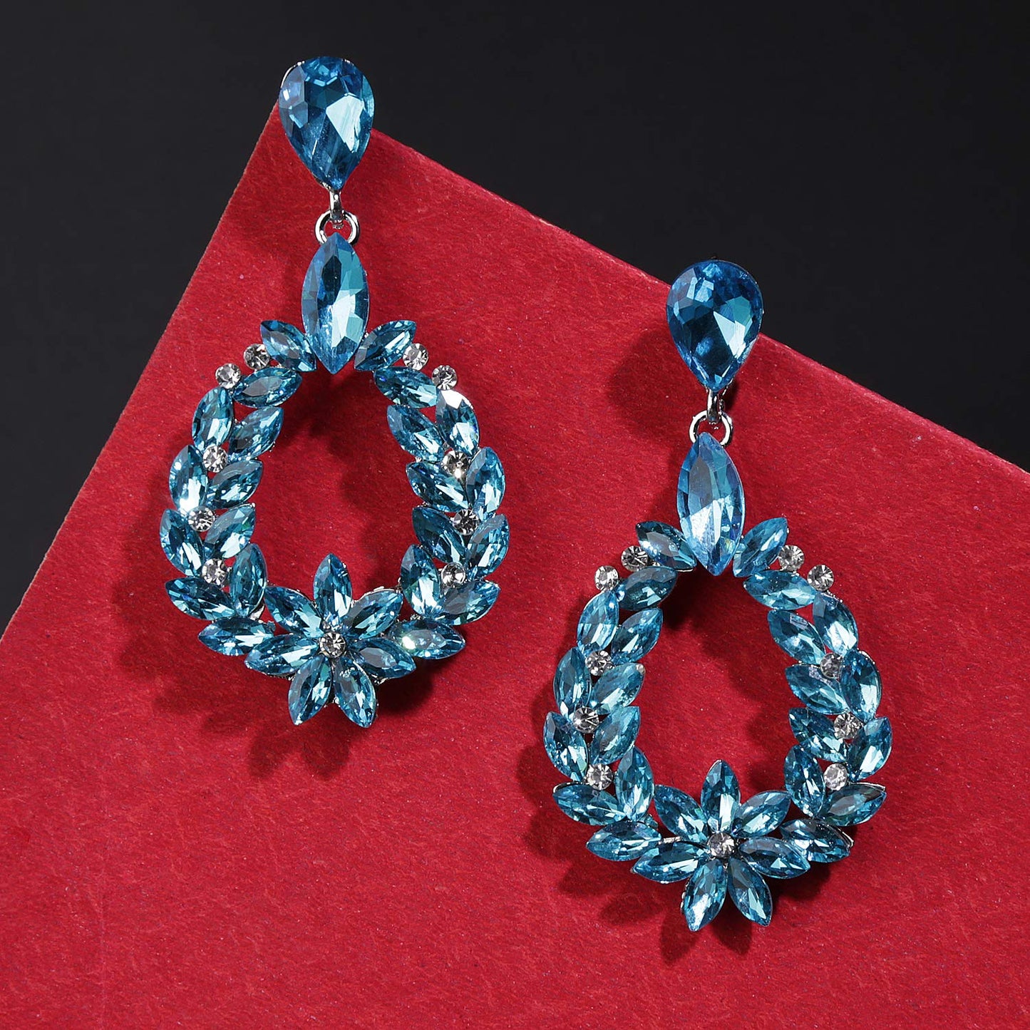 Yellow Chimes Elegant Sparkling Blue Crystal Crystal Drop Earrings for Women and Girls