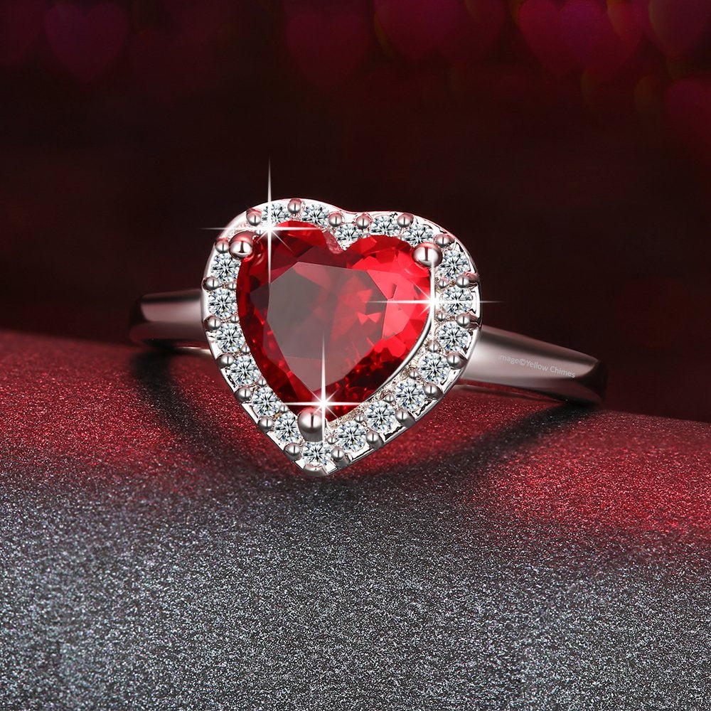 Velvet Red 'Queen Heart' Austrian Crystal Lovers Ring for Women by YELLOW CHIMES