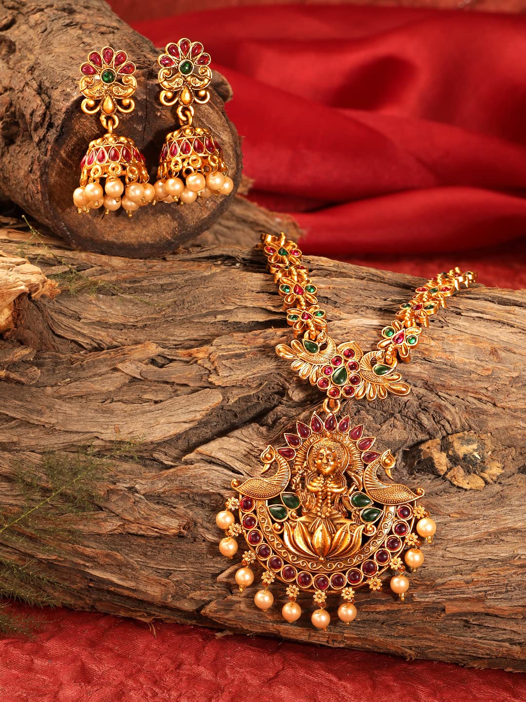 Yellow Chimes Jewellery Set for Women and Girls | Gold Plated Temple Jewellery Set Traditional | Accessories Jewellery for Women| Birthday Gift for girls and women Anniversary Gift for Wife