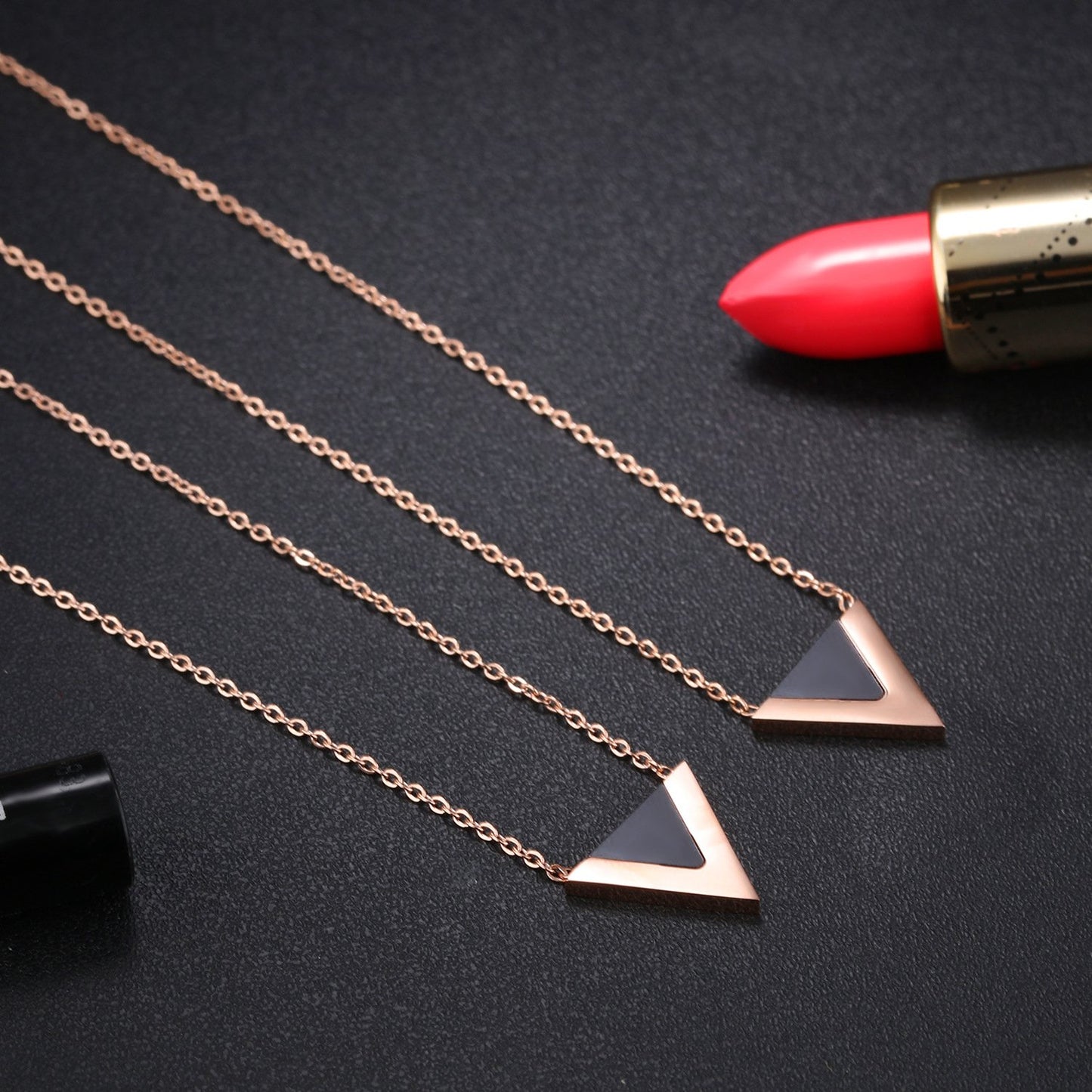 Yellow Chimes Western Style The V Sign Rose Gold Stainless Steel Never Fading Pendant for Women & Girls