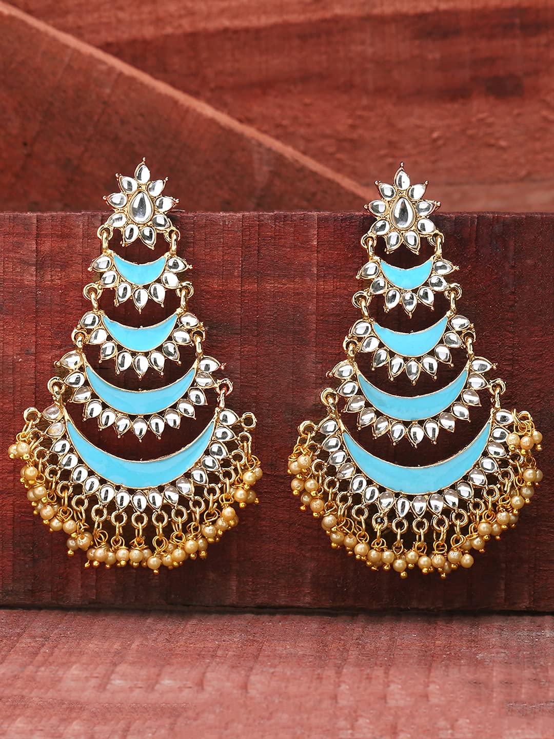 Gold & White Pure Gold Earrings | Sakhi Fashions – sakhifashions