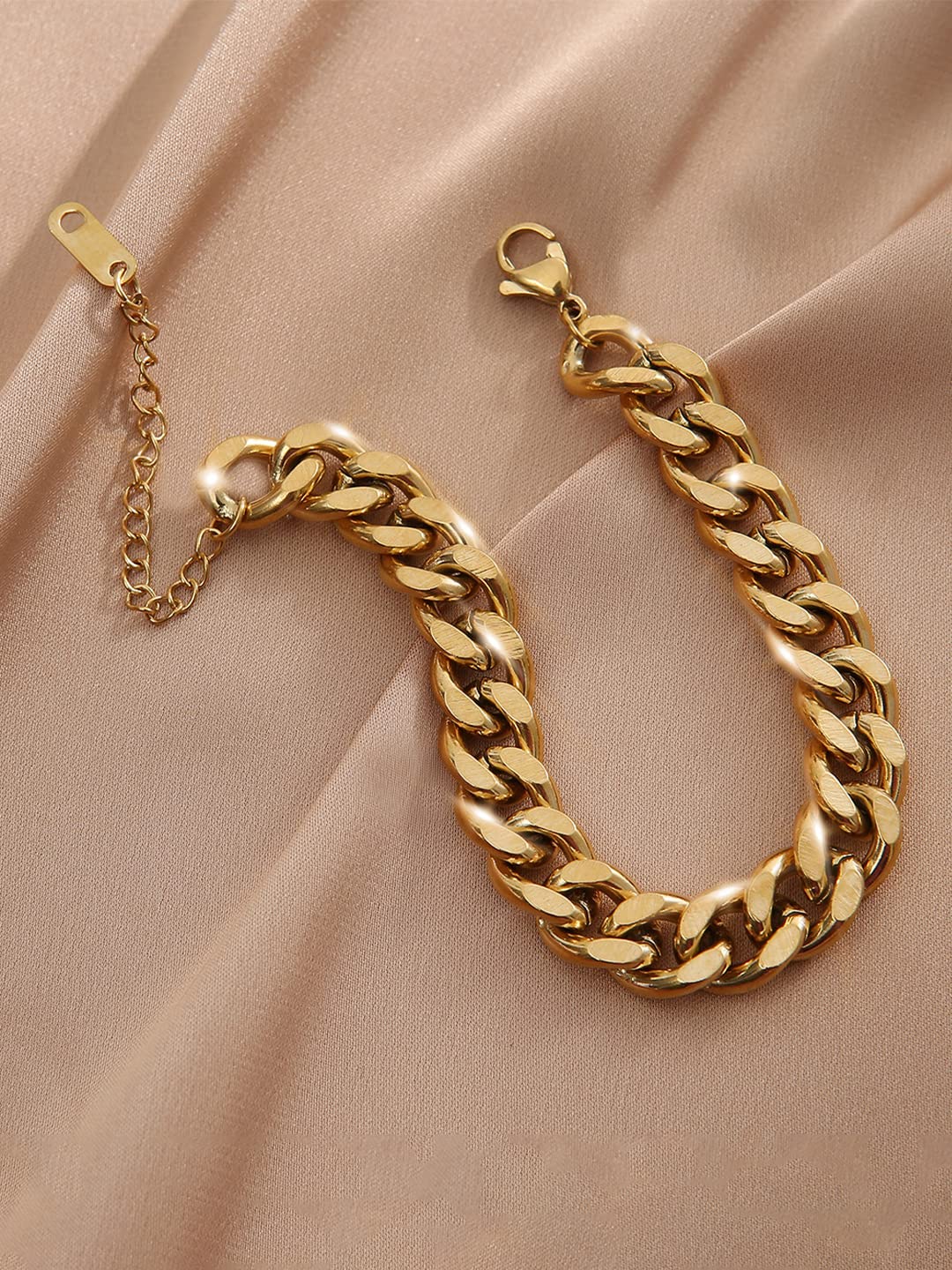 Yellow Chimes Chain Bracelet for Women Gold-Plated Stainless Steel Link Chain Bracelet for Women and Girls