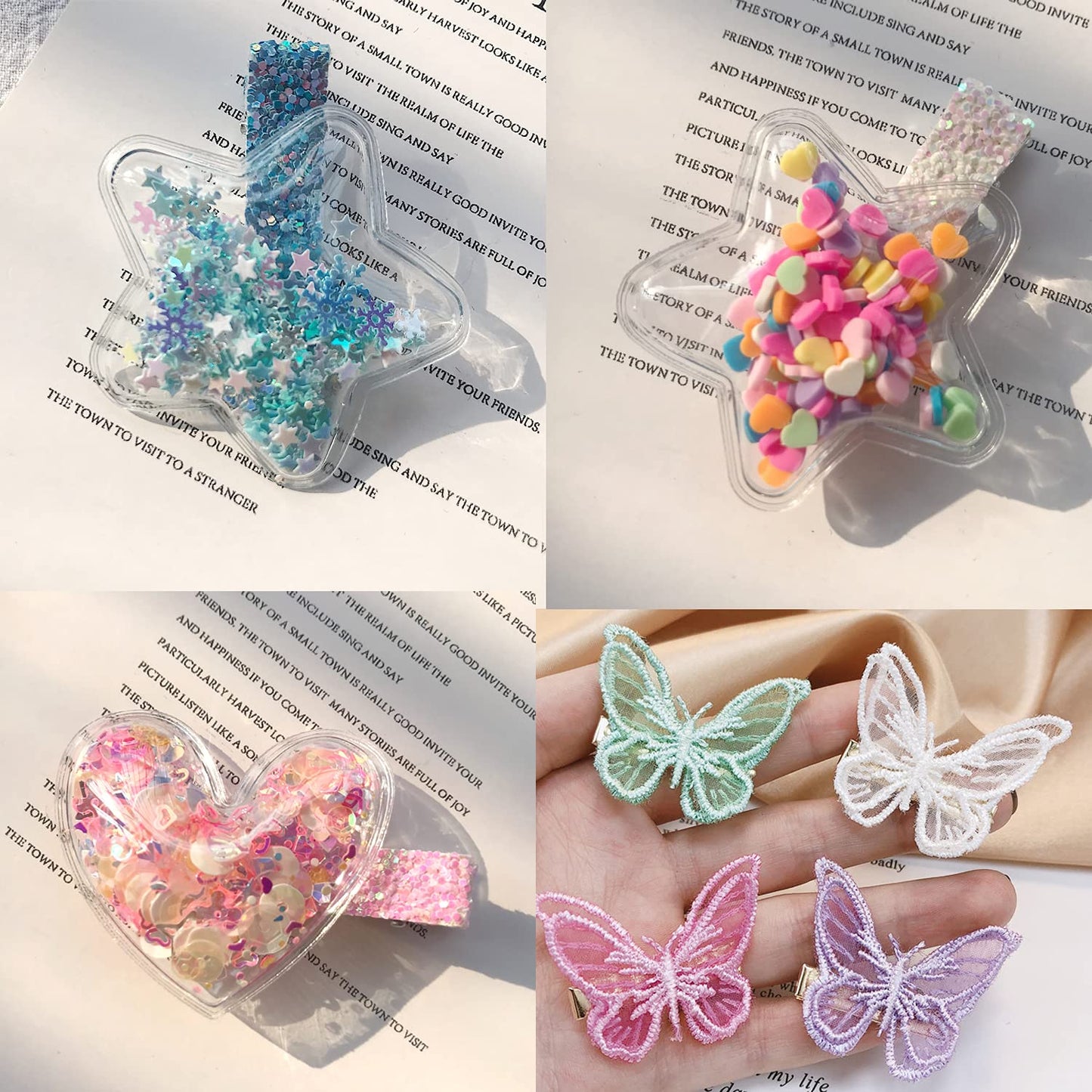 Melbees by Yellow Chimes Hair Clips for Girls 7 Pcs Hairclip Set for Kids Butterfly Charm Hair Clips Hair Accessories for Toddlers and Kids Girls.