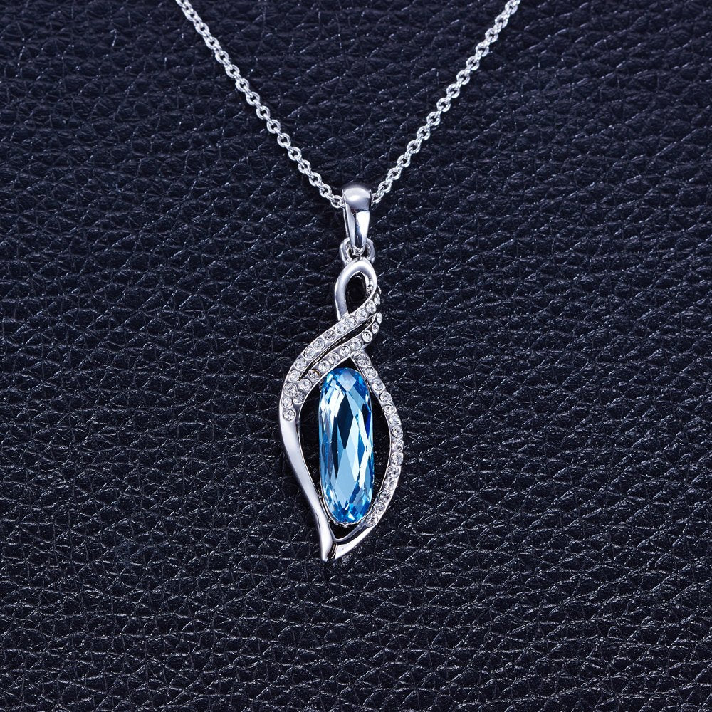 Yellow Chimes Crystals from Swarovski Denim Blue Designer Pendant for Women