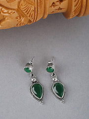 Yellow Chimes Gemstone Emerald Quartz 925 Sterling Silver Hallmark and Certified Purity Drop Earrings for Women and Girls