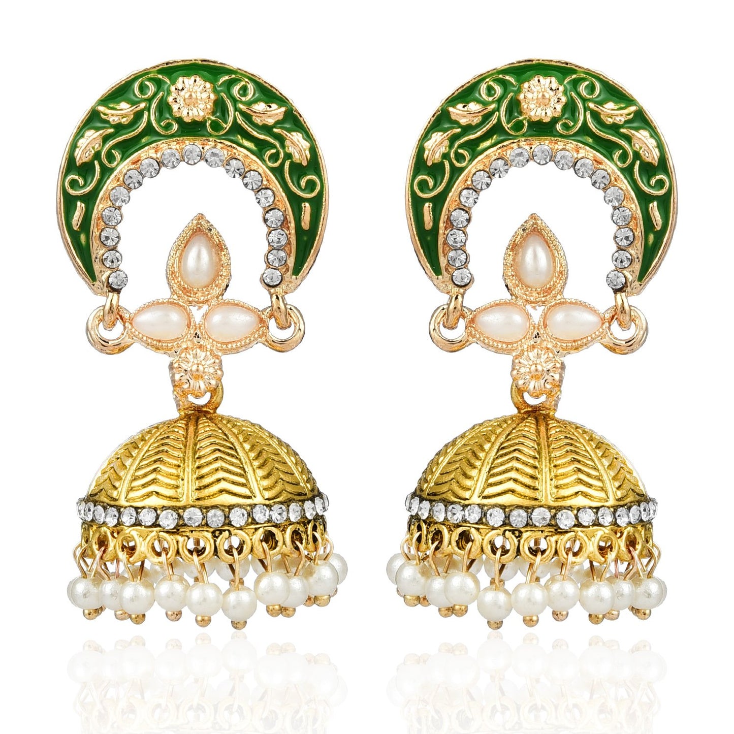 Yellow Chimes Meenakari Work Traditional Jhumka Fusion Chandbali Earrings for Women & Girls