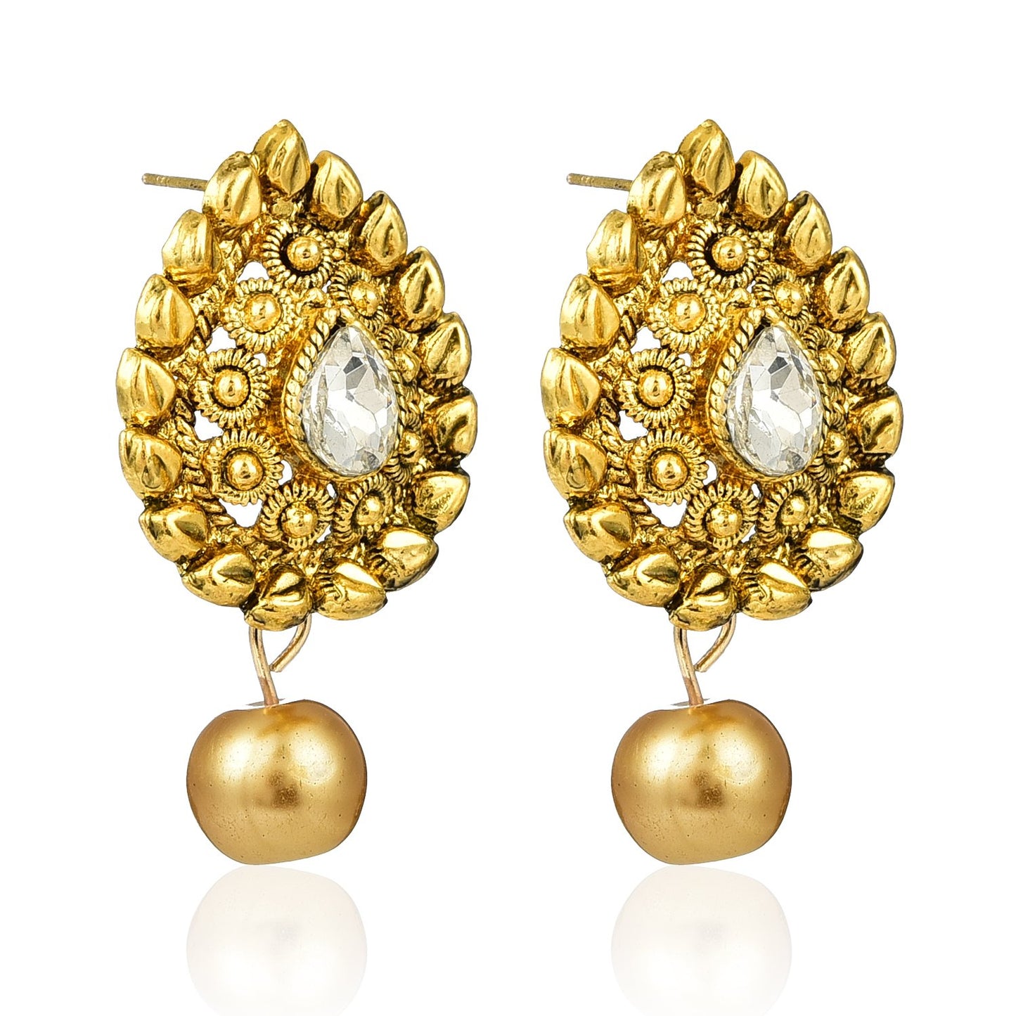 Yellow Chimes Paisley Pearl Drop Indian Traditional Earrings for Women and Girls