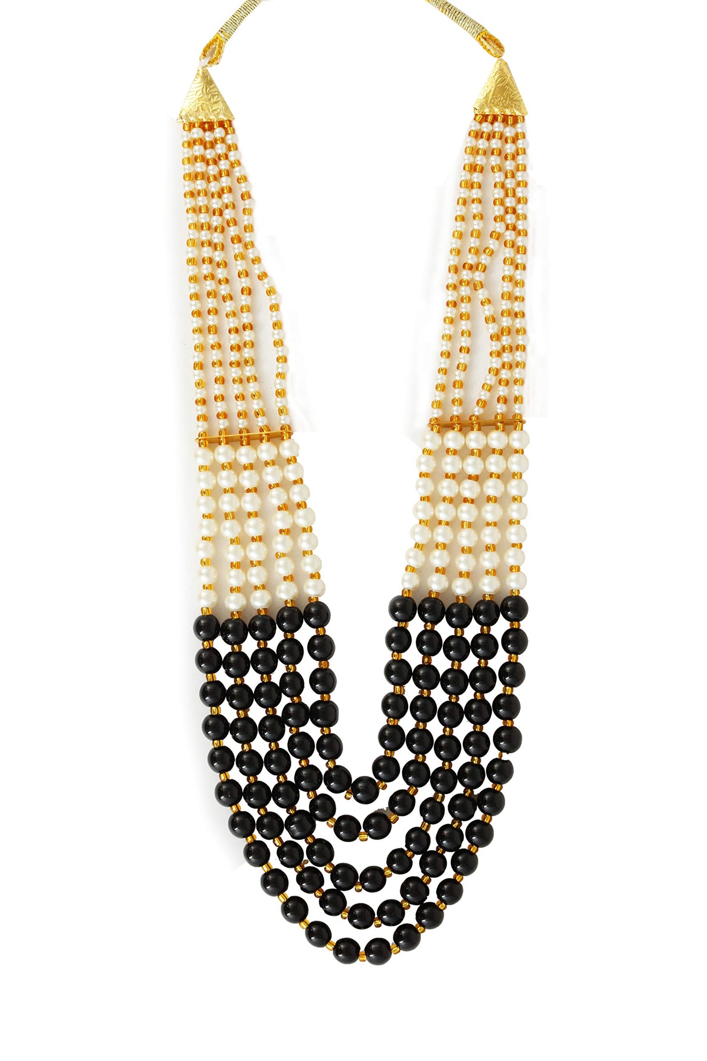 Yellow Chimes Ethnic Fashion Gold Plated Handmade Beads Long Multilayer Pearl stylish Jewellery Necklace For Women & Girls (Black)