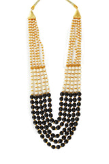 Yellow Chimes Ethnic Fashion Gold Plated Handmade Beads Long Multilayer Pearl Stylish Jewellery Necklace for Women & Girls (Black)