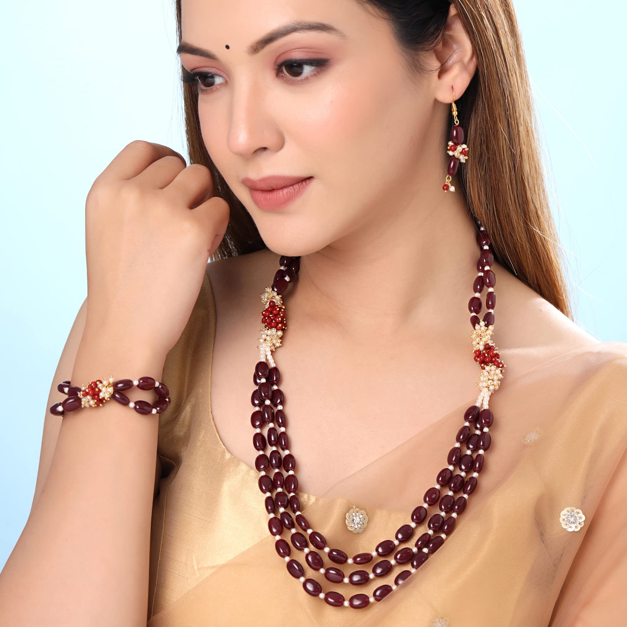 Red Beaded Necklace Set – Forever Jewels India