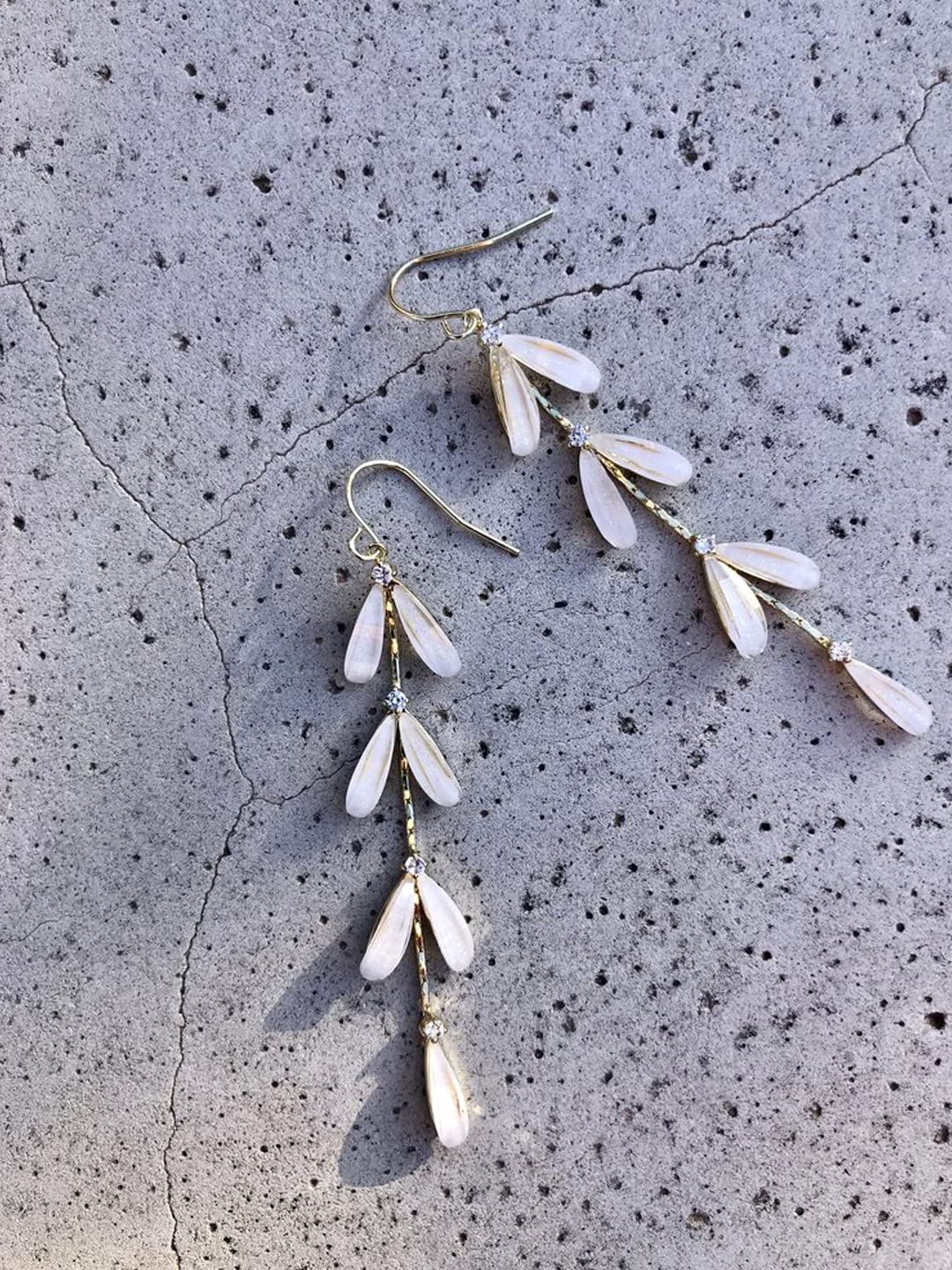 Yellow Chimes Earrings For Women White Color Stone Studded Leaf Designed Drop Dangle Earrings For Women and Girls