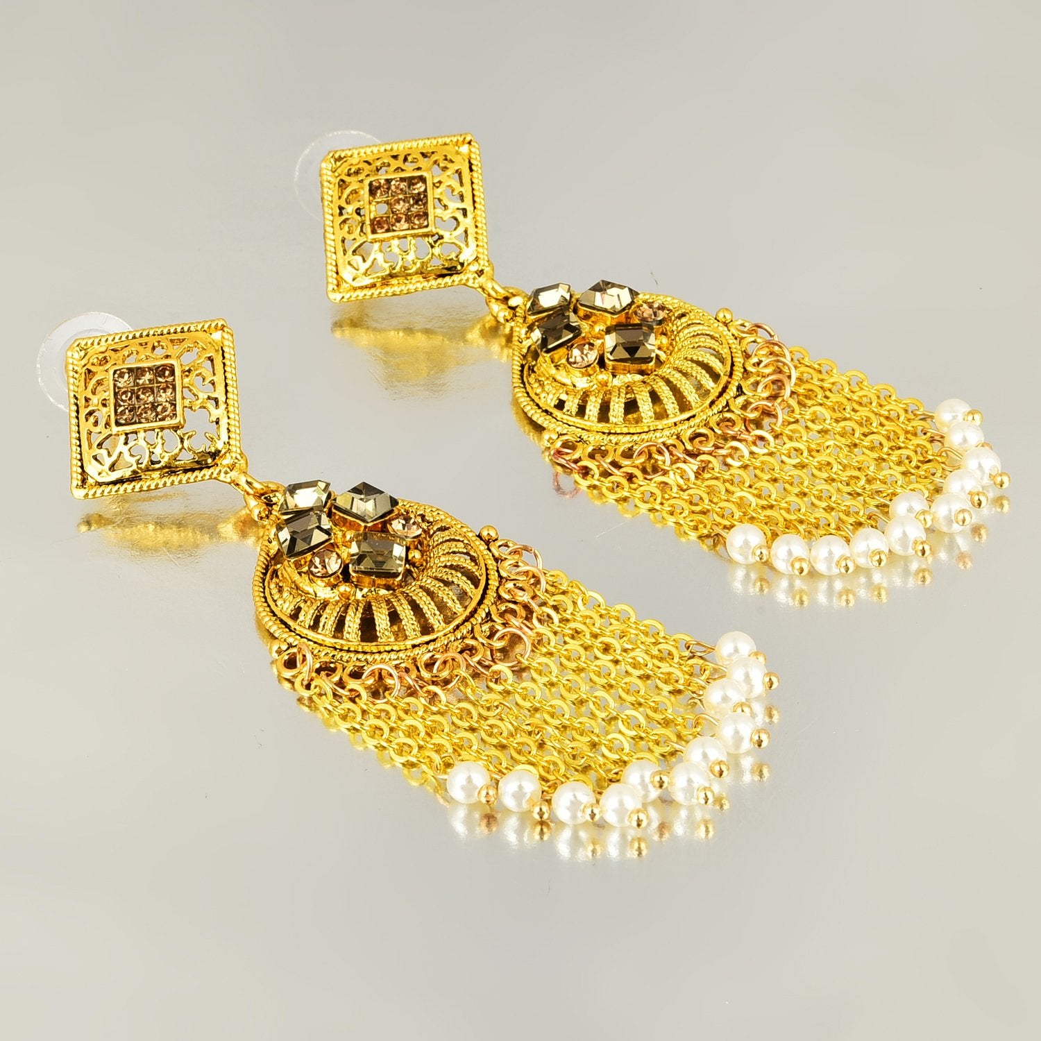 Yellow Chimes Indo-Western Dangler Gold Plated Traditional Earrings for Women & Girls