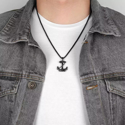 Yellow Chimes Pendant for Men and Boys Black Pendants For Men | Stainless Steel Sailor Anchor Charm Pendant Chain for Men | Birthday Gift for Men & Boys Anniversary Gift for Husband