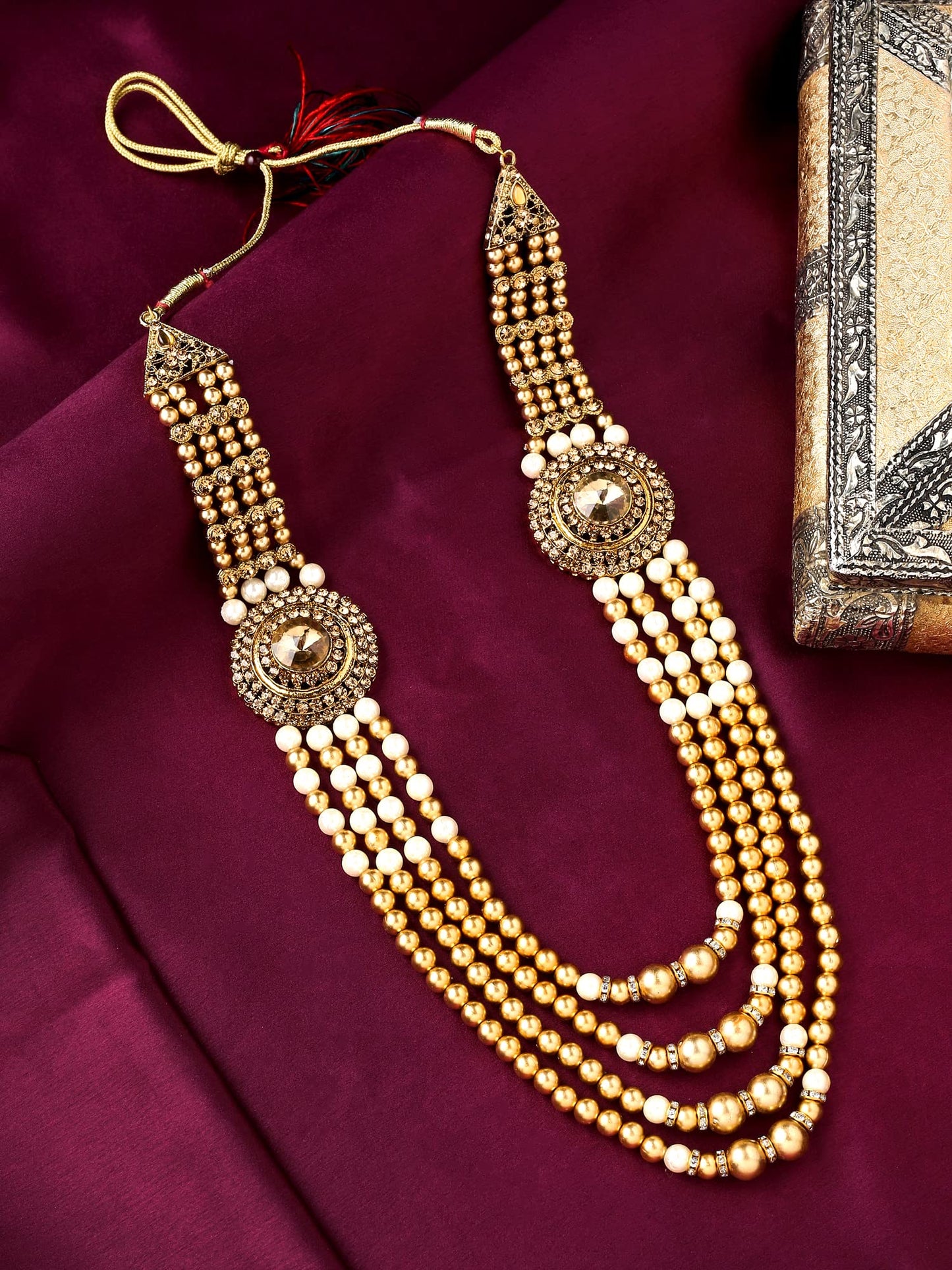 Yellow Chimes Dulahmala For Mens Pearl Necklace Jewellery for Groom Dulha Moti Mal Haar For men