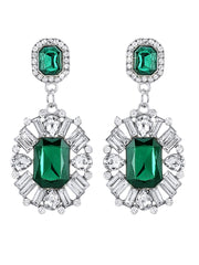 Yellow Chimes Elegant Crystal Sparkling Floral Design Emerald Green Chandelier Drop Earrings for Women and Girls