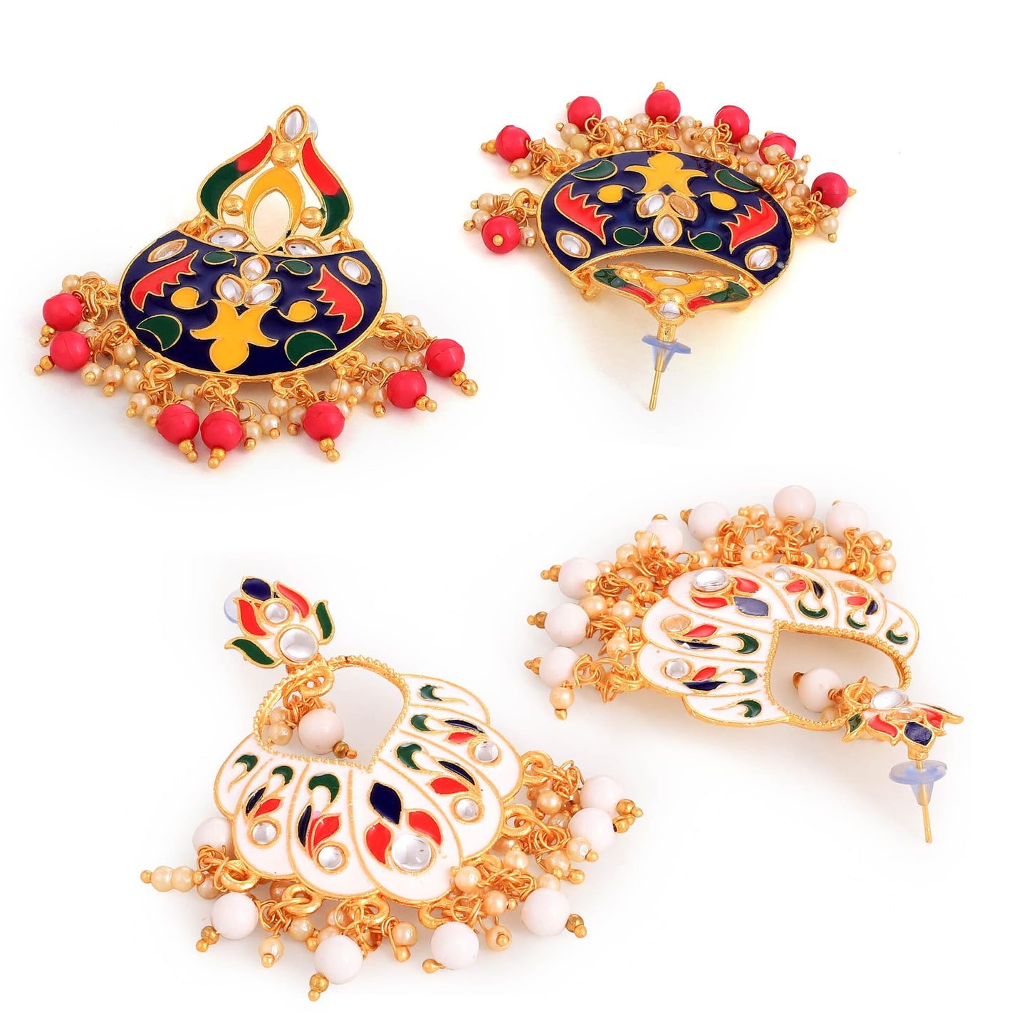 Kairangi Chandbali Earrings for Women Combo 2 Pairs Multicolor Meenakari Chandbali Earrings for Women and Girls