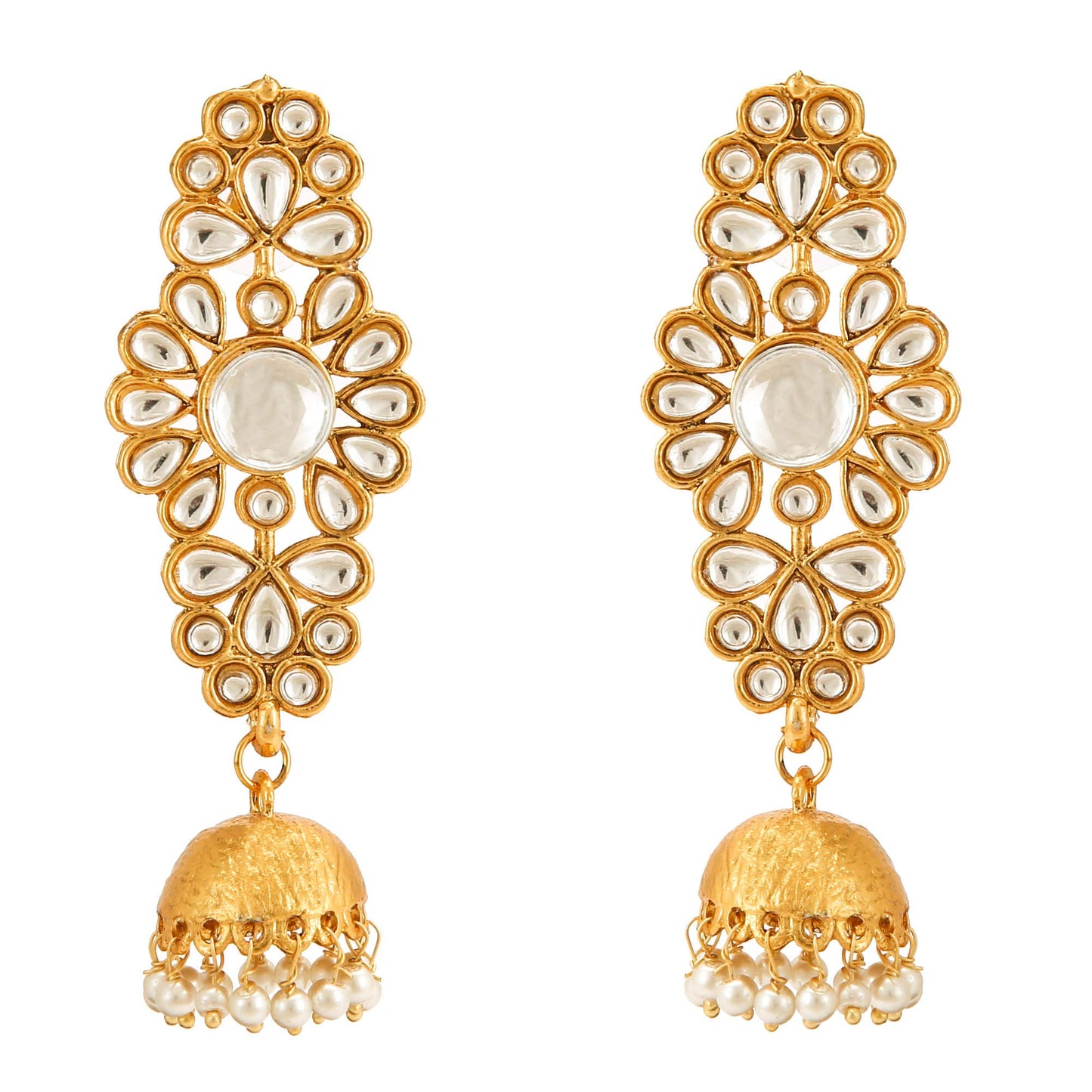 Yellow Chimes Traditional Dangler Kundan Jhumka Earrings for Women and Girls