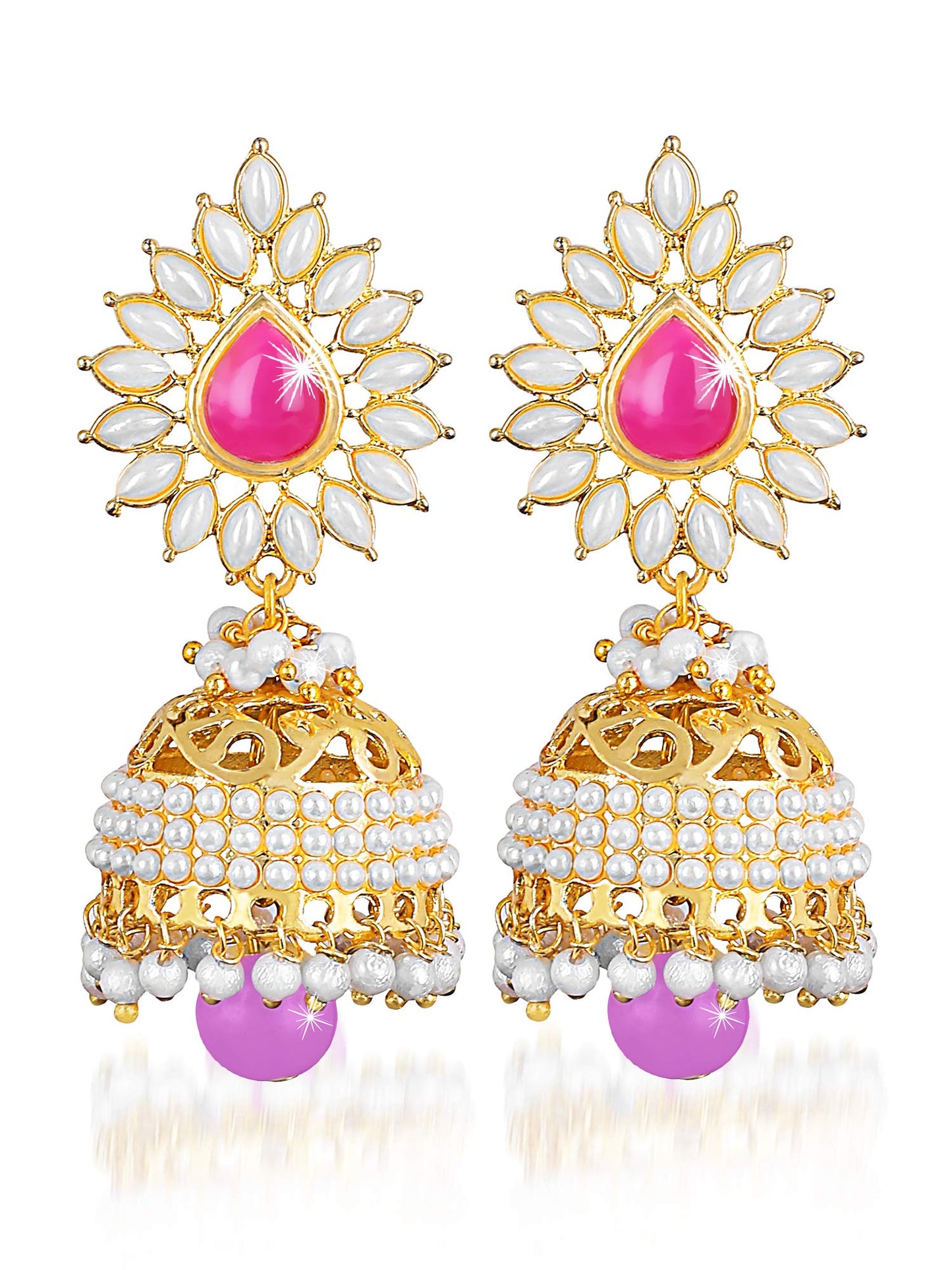 Yellow Chimes Ethnic Gold Plated Traditional Pearl Moti Jhumka Earrings for Women and Girls