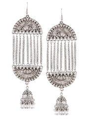 Yellow Chimes Stylish COMBO 2 Pairs Silver Oxidized Traditional Jhumka Earrings for Women and Girls