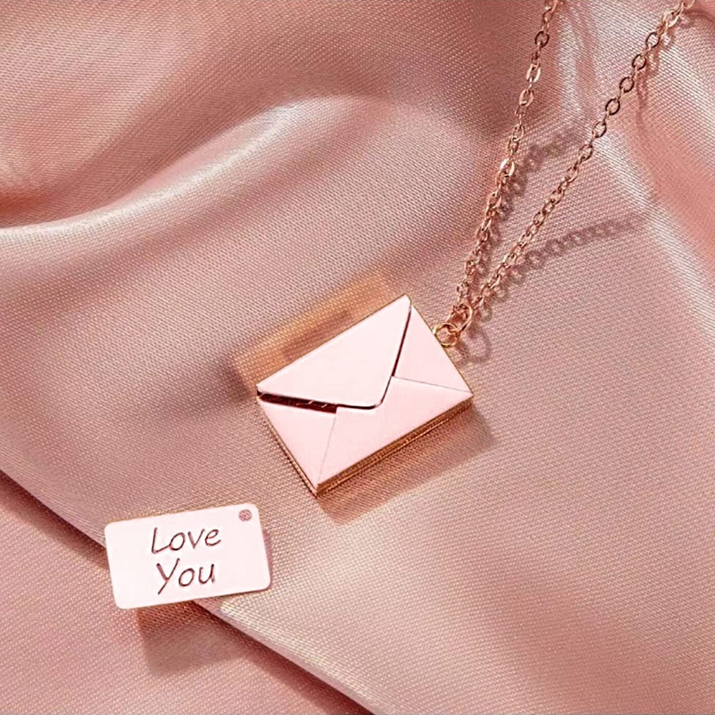 Yellow Chimes Pendant for Women and Girls Rose Gold Pendant Necklace | Staineless Steel Love Letter Envolope Pendant Chain | Birthday Gift for girls and women Anniversary Gift for Wife