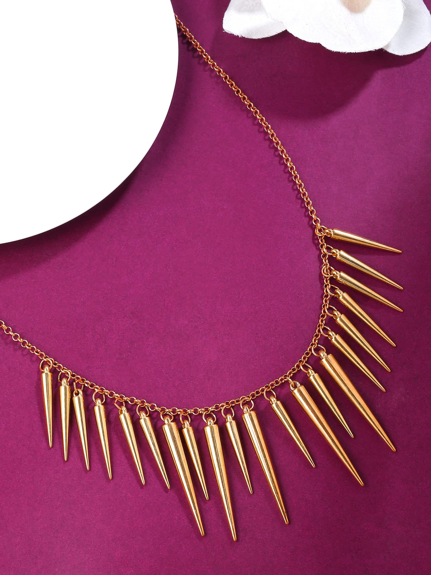 Yellow Chimes Necklace for Women and Girls Fashion Chain Necklace for Women Western | Gold Plated Statement Spike Long Chain Necklace | Birthday Gift for Girls & Women Anniversary Gift for Wife