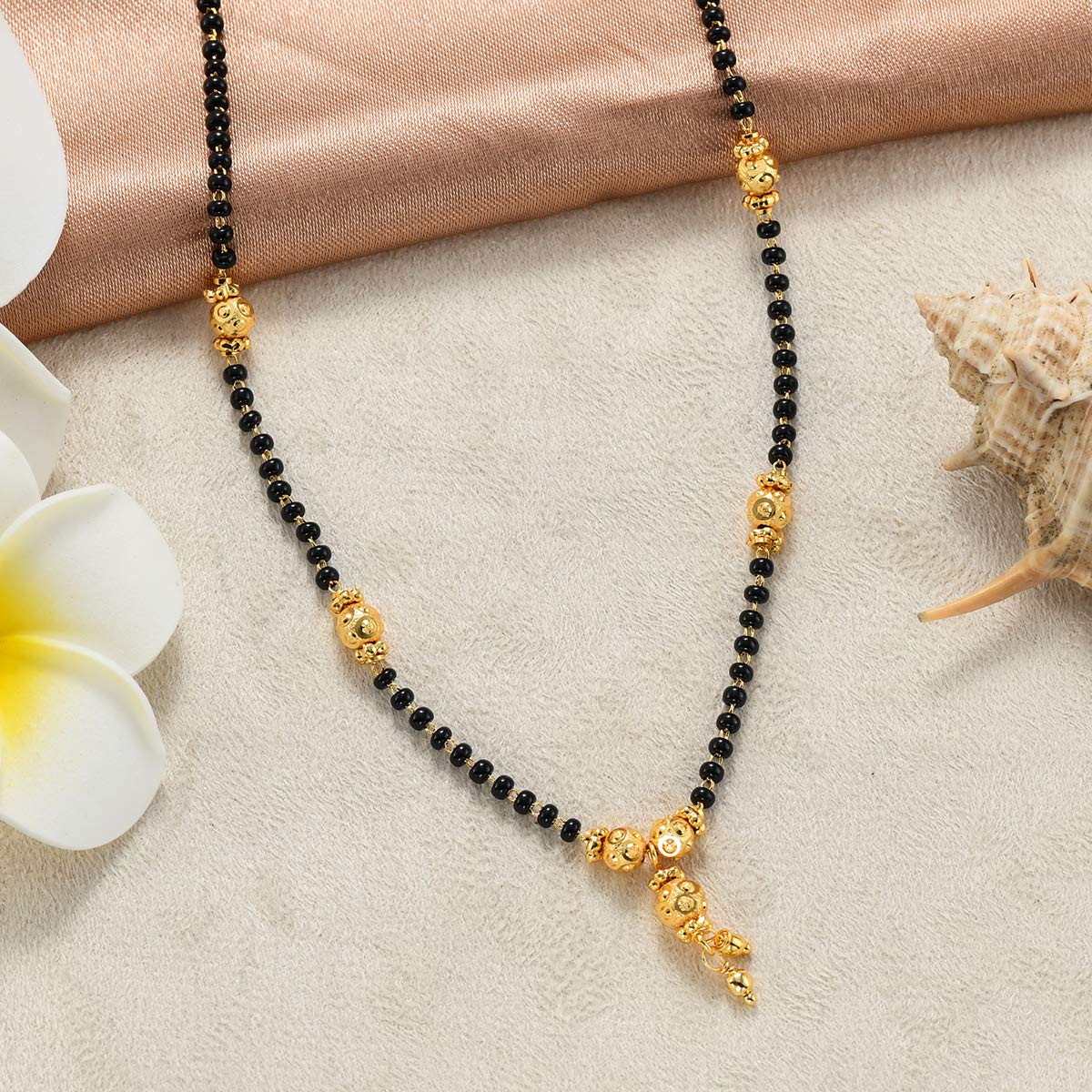 Yellow Chimes Combo of 2 PCs Ethnic Traditional Gold Plated Black Beads Mangalsutra Pendant Necklace for Women and Girls