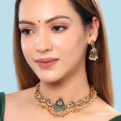 Yellow Chimes Jewellery Set for Women I Traditional Gold Plated Choker Necklace Set For Women I Ethnic Style Crystal Studded Choker Set I Birthday Gift for Girls & Women Anniversary Gift for Wife