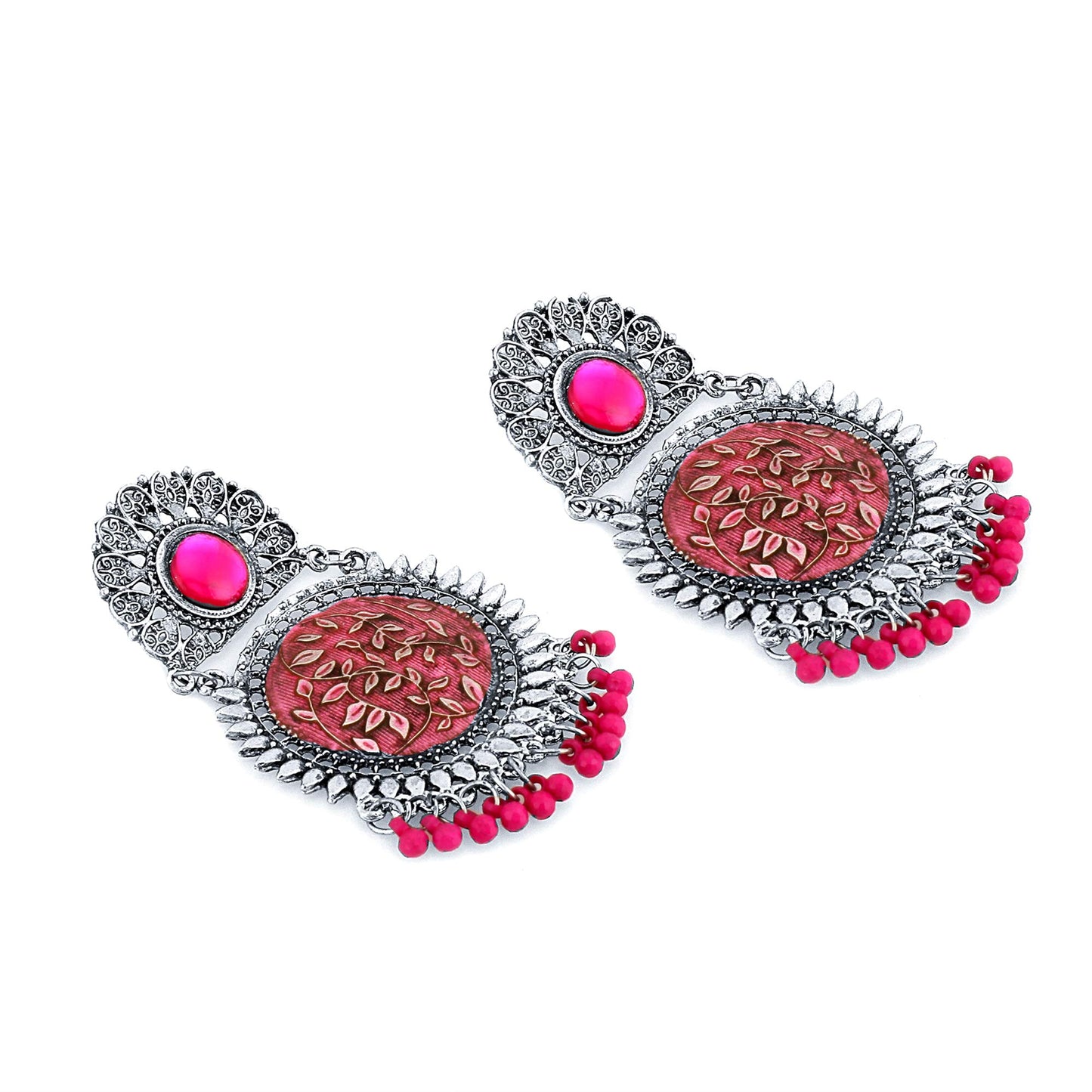 Yellow Chimes Latest Designer Crafted Silver Oxidized Traditional Chandbali Earrings for Women and Girls