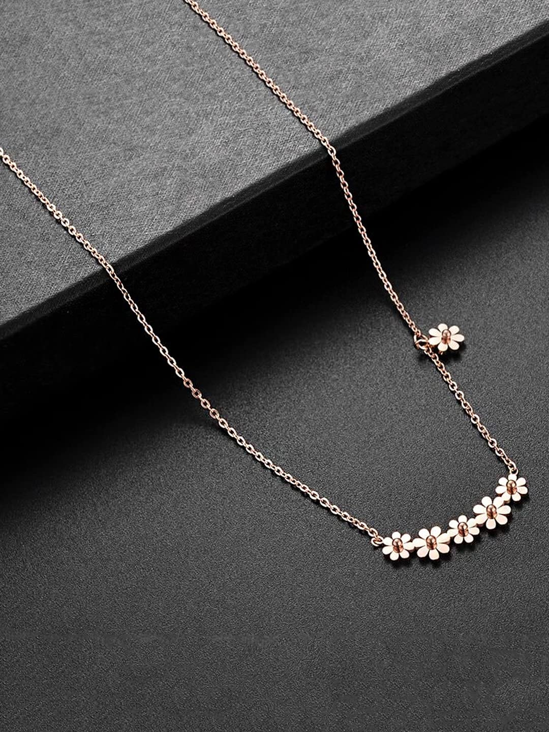 Yellow Chimes Pendant for Women Floral Necklace Statement Style Rose Gold Plated Chain Pendant Necklace for Women and Girls.